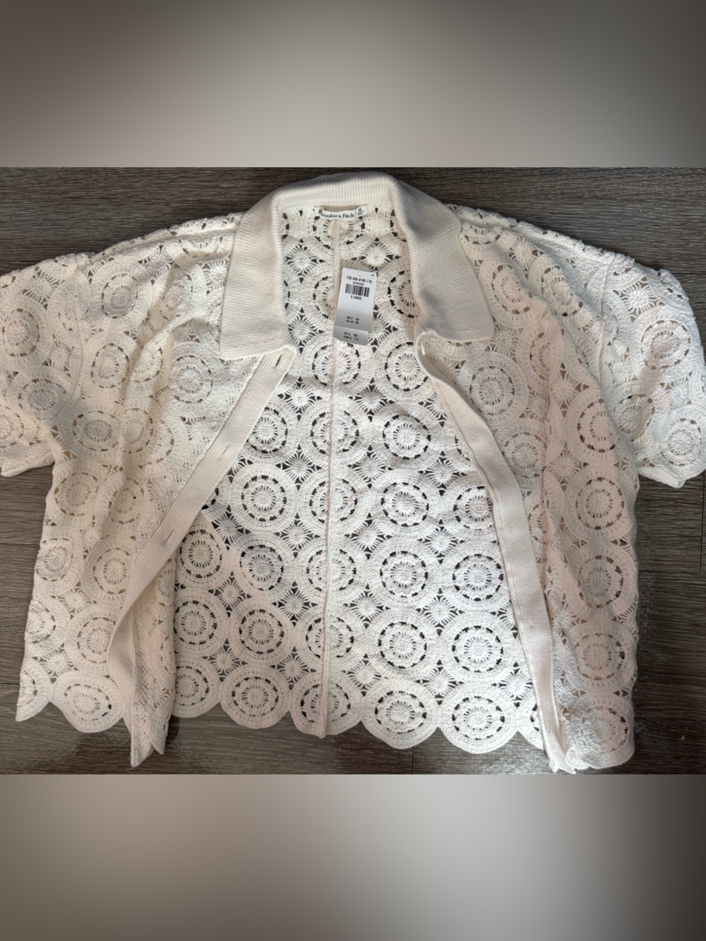 Abercrombie & Fitch Cream Crochet Button-Down Vest